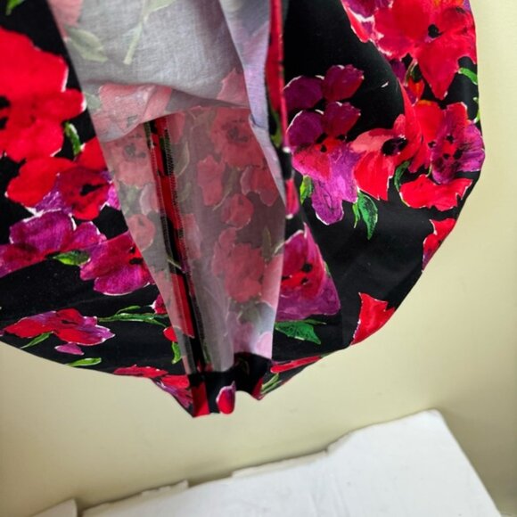 Chaps Floral Sheath Dress Cotton Sleeveless Preppy Midi Red Black White Print 12 - Picture 10 of 16